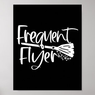 Cute Broomstick Fretent Flyer Witch Halloween Poster