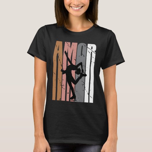 Cute Brown Amor Ice Skating Motivational Girls Tee (Vorderseite)
