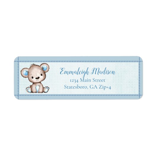 Cute Brown Bear Boy Babyshower Return Address (Vorne)