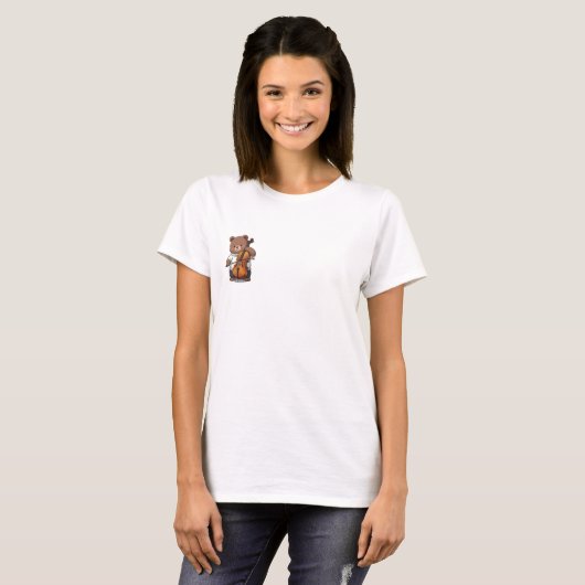 Cute Brown Bear Playing Cello Musical T-Shirt (Vorne ganz)
