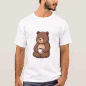 Cute Brown Bear Sitting with a Steaming Coffee Mug T-Shirt (Vorderseite)