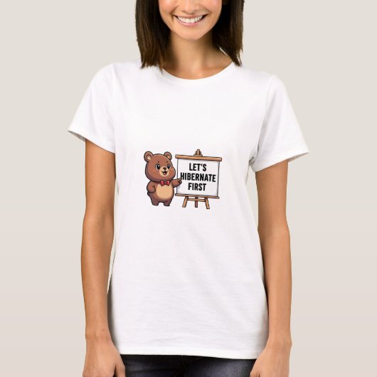 Cute Brown Bear with Red Bowtie T-Shirt (Vorderseite)
