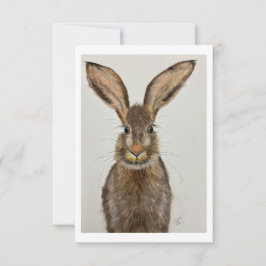 Cute Brown Bunny Note card - Original artwork Einladung