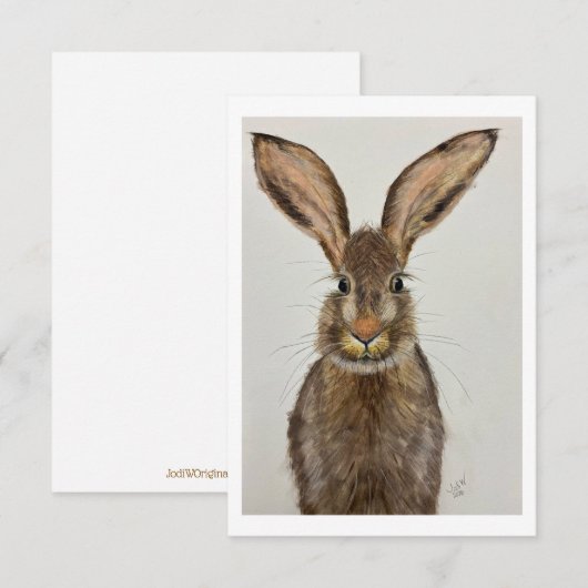 Cute Brown Bunny Note card - Original artwork Einladung (Vorne/Hinten)
