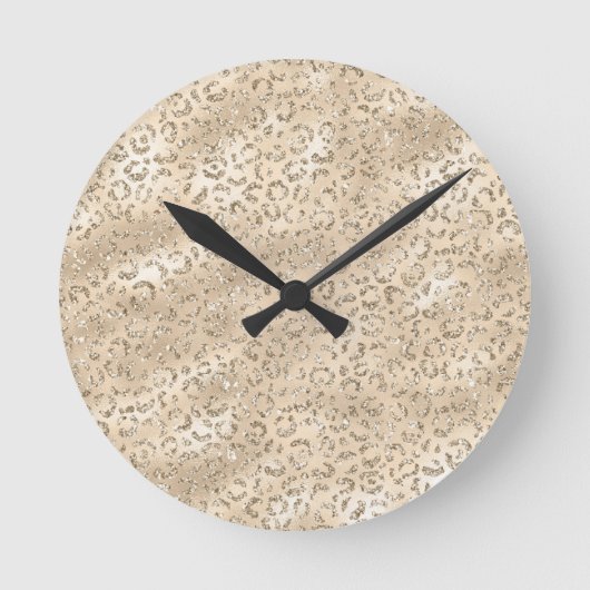 Cute brown Cheetah Leopard Skin Print Pattern Runde Wanduhr (Vorderseite)