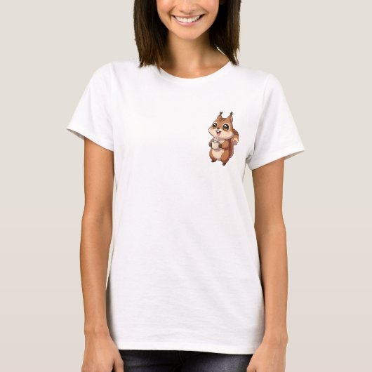 Cute Brown Chipmunk Holding Hot Coffee Mug T-Shirt (Vorderseite)