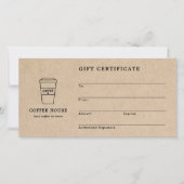 Cute Brown Coffee Shop Gift Certificate (Vorderseite)