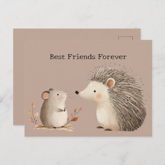 Cute Brown Cream Hedgehog Mouse Postkarte (Vorne/Hinten)