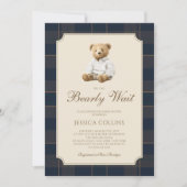 Cute Brown Cub We Can Bearly Wait Baby Shower Einladung (Vorderseite)