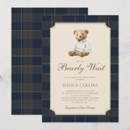 Cute Brown Cub We Can Bearly Wait Baby Shower Einladung