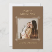 Cute Brown Custom Photo Christmas Feiertagskarte (Vorderseite)