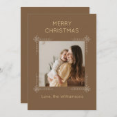 Cute Brown Custom Photo Christmas Feiertagskarte (Vorne/Hinten)