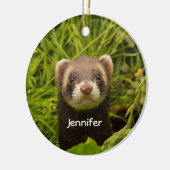 Cute Brown Ferret in the Grass Photo Keramik Ornament (Links)