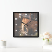 Cute Brown Horse Nose Quadratische Wanduhr (Zuhause)