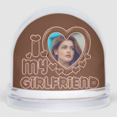 Cute Brown I Love My Girlfriend Photo Schneekugeln (Vorderseite)