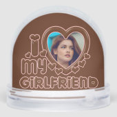 Cute Brown I Love My Girlfriend Photo Schneekugeln (Rückseite)