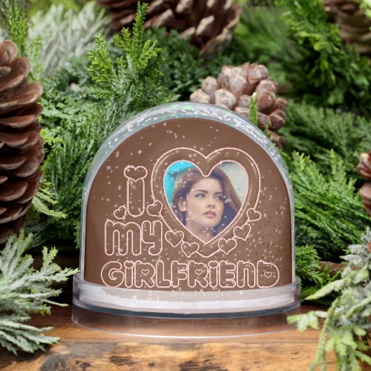 Cute Brown I Love My Girlfriend Photo Schneekugeln (Winter)