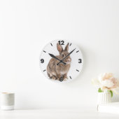 Cute Brown Rabbit Bunny Farm Nursery Decor Runde Wanduhr (Zuhause)