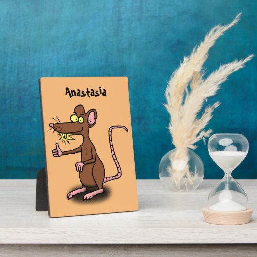 Cute brown rat thumbs up cartoon fotoplatte (Seite)