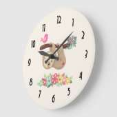 Cute Brown Sloth Hanging Upside down Große Wanduhr (Winkel)
