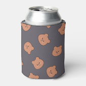Cute Brown Teddy Bear Face Pattern Dark Blue Dosenkühler (Kanne Vorderseite)