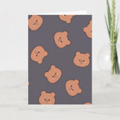 Cute Brown Teddy Bear Face Pattern Dark Blue Karte (Vorderseite)