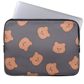 Cute Brown Teddy Bear Face Pattern Dark Blue Laptopschutzhülle (Vorderseite)