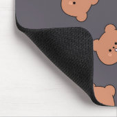 Cute Brown Teddy Bear Face Pattern Dark Blue Mousepad (Ecke)