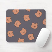 Cute Brown Teddy Bear Face Pattern Dark Blue Mousepad (Mit Mouse)