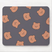 Cute Brown Teddy Bear Face Pattern Dark Blue Mousepad (Vorne)
