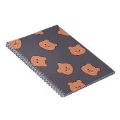 Cute Brown Teddy Bear Face Pattern Dark Blue Notizblock (Rechte Seite)