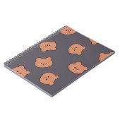 Cute Brown Teddy Bear Face Pattern Dark Blue Notizblock (Linke Seite)