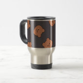 Cute Brown Teddy Bear Face Pattern Dark Blue Reisebecher (Vorderseite Links)