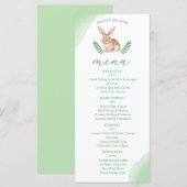 Cute Brown Watercolor Bunny And Greenery Easter Menükarte (Vorne/Hinten)