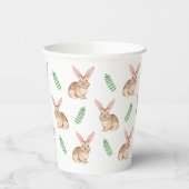 Cute Brown Watercolor Bunny And Greenery Pattern Pappbecher (Links)