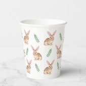 Cute Brown Watercolor Bunny And Greenery Pattern Pappbecher (Rechts)