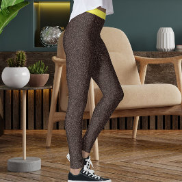 Cute Brown Yellow Sparkle Glitter Pattern Stripes Leggings