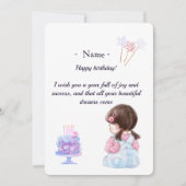 Cute Brunette Girl Personalized Birthday Card for  Dankeskarte (Vorderseite)