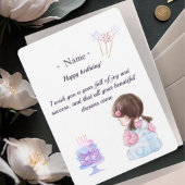 Cute Brunette Girl Personalized Birthday Card for  Dankeskarte