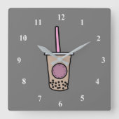 Cute bubble tea quadratische wanduhr (Vorderseite)