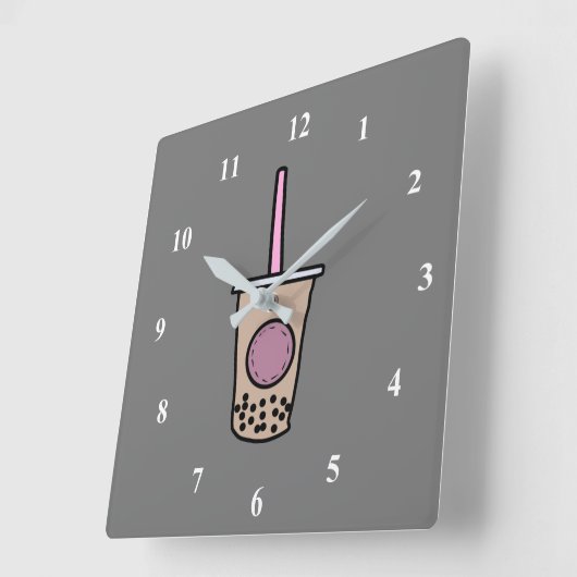 Cute bubble tea quadratische wanduhr (Winkel)