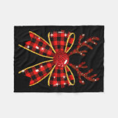 Cute Buffalo Plaid Coquette Bow Reindeer Christmas Fleecedecke (Vorderseite (Horizontal))