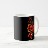 Cute Buffalo Plaid Coquette Bow Reindeer Christmas Kaffeetasse (VorderseiteRechts)
