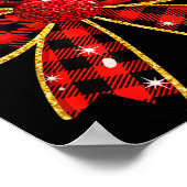 Cute Buffalo Plaid Coquette Bow Reindeer Christmas Poster (Ecke)