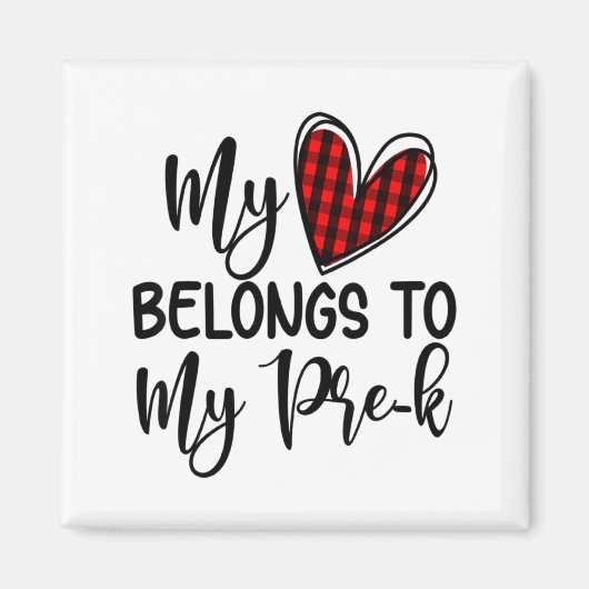 Cute Buffalo Plaid Heart Valentines Day For Pre K  Magnet (Vorne)