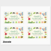 Cute Bug Ladybug Buttefly Kids 1st Birthday  Rechteckiger Aufkleber (Blatt)