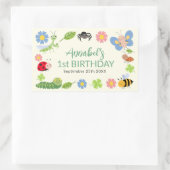 Cute Bug Ladybug Buttefly Kids 1st Birthday  Rechteckiger Aufkleber (Tasche)