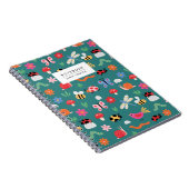 Cute Bug Pattern Notebook in Teal Notizblock (Rechte Seite)
