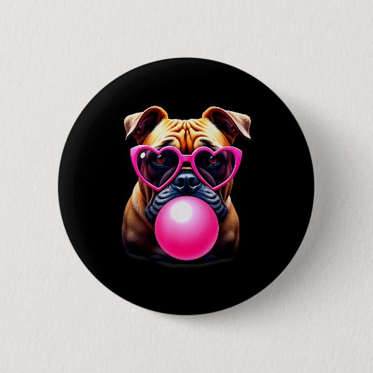 Cute Bulldog Blowing Bubble Gum  Button (Vorderseite)