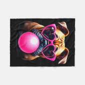 Cute Bulldog Blowing Bubble Gum  Fleecedecke (Vorderseite (Horizontal))